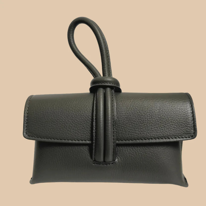 BOLSO GLAMORA DE PIEL ITALIANA CON ASA DE NUDO Y BANDOLERA