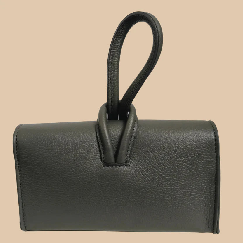 BOLSO GLAMORA DE PIEL ITALIANA CON ASA DE NUDO Y BANDOLERA