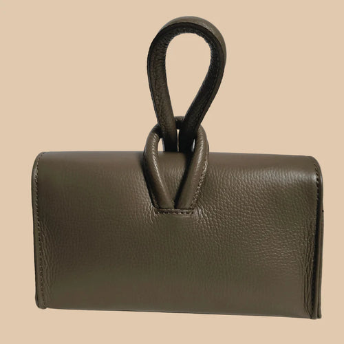 BOLSO GLAMORA DE PIEL ITALIANA CON ASA DE NUDO Y BANDOLERA